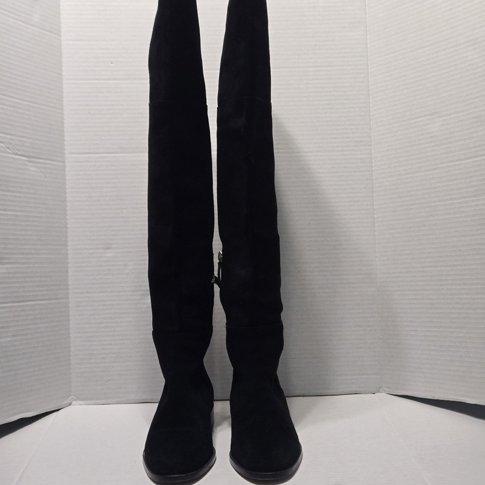 J Crew Over The Knee Riding Boots 7.5 Black Suede Leather Cuff Tall K2741 Witchy - Picture 7 of 11